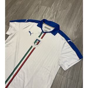 2016 2017 Puma Italia Italy Soccer Jersey Men’s 2XL White Blue Gold Trim